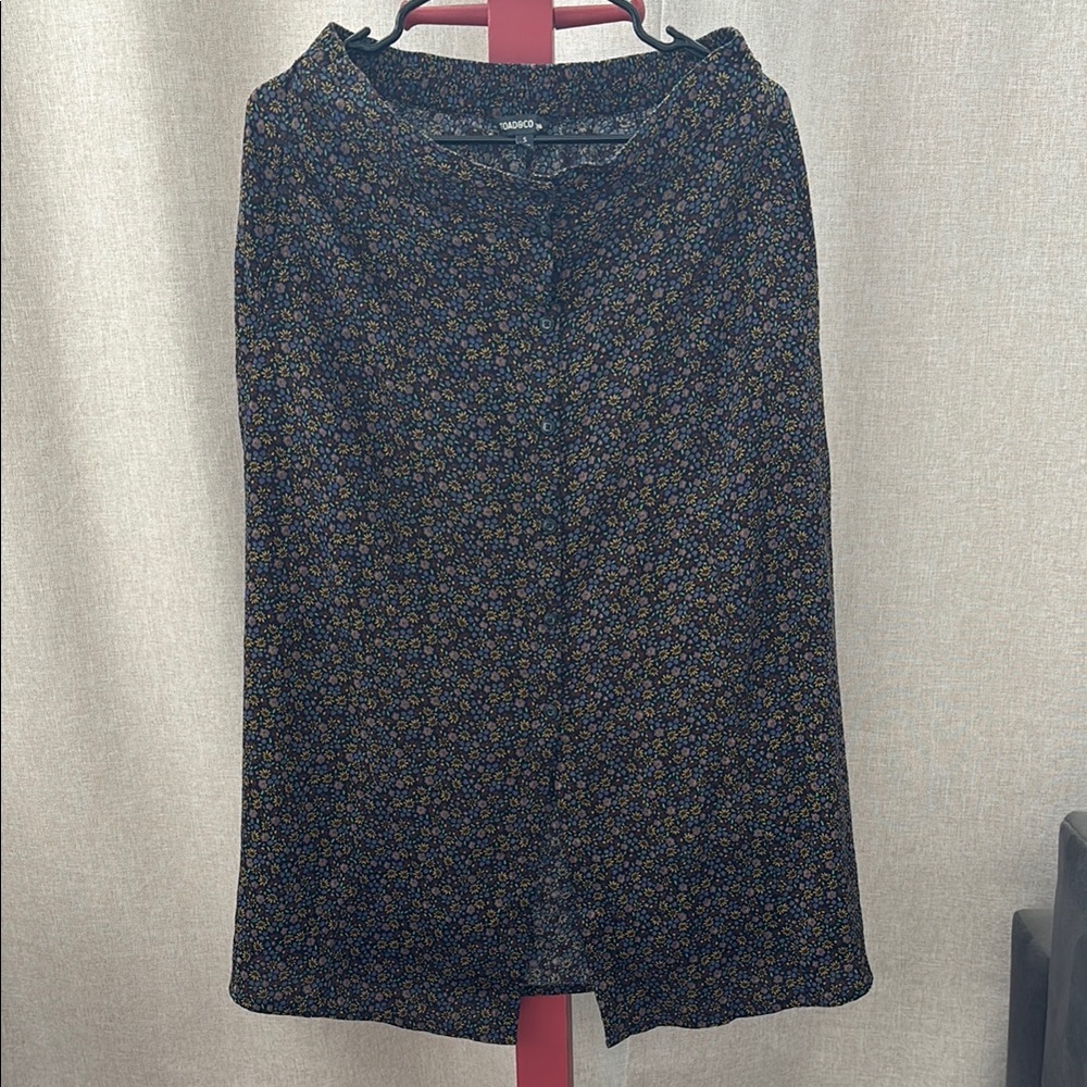 Toad & Co Organic Cotton Black Floral Midi Skirt